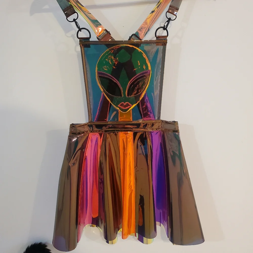 DollsKill Current Mood Alien Beam ME Up hologram overall dress - Picture 1 of 9